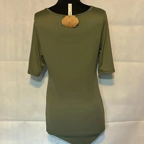 nwt Olive Green BODYSUIT TOP silky soft LARGE - Picture 2 of 5